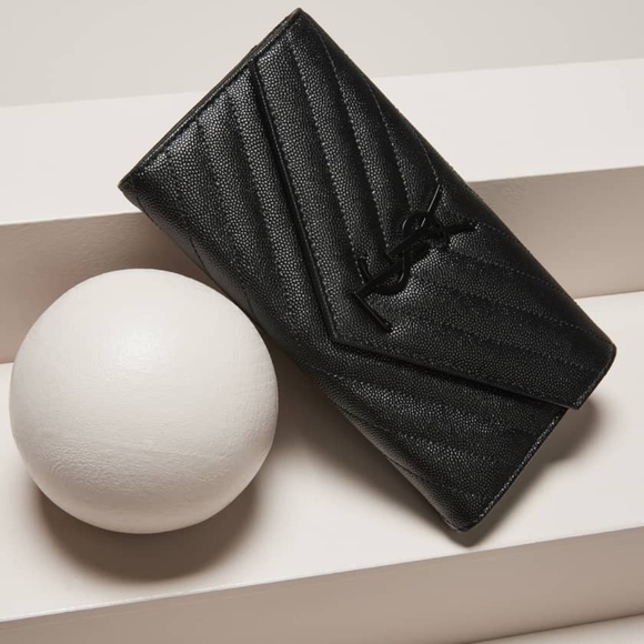 NEW!!! SAINT LAURENT YSL Monogram Large Flap Wallet in Grained Leather MSRP $895 - Picture 10 of 16